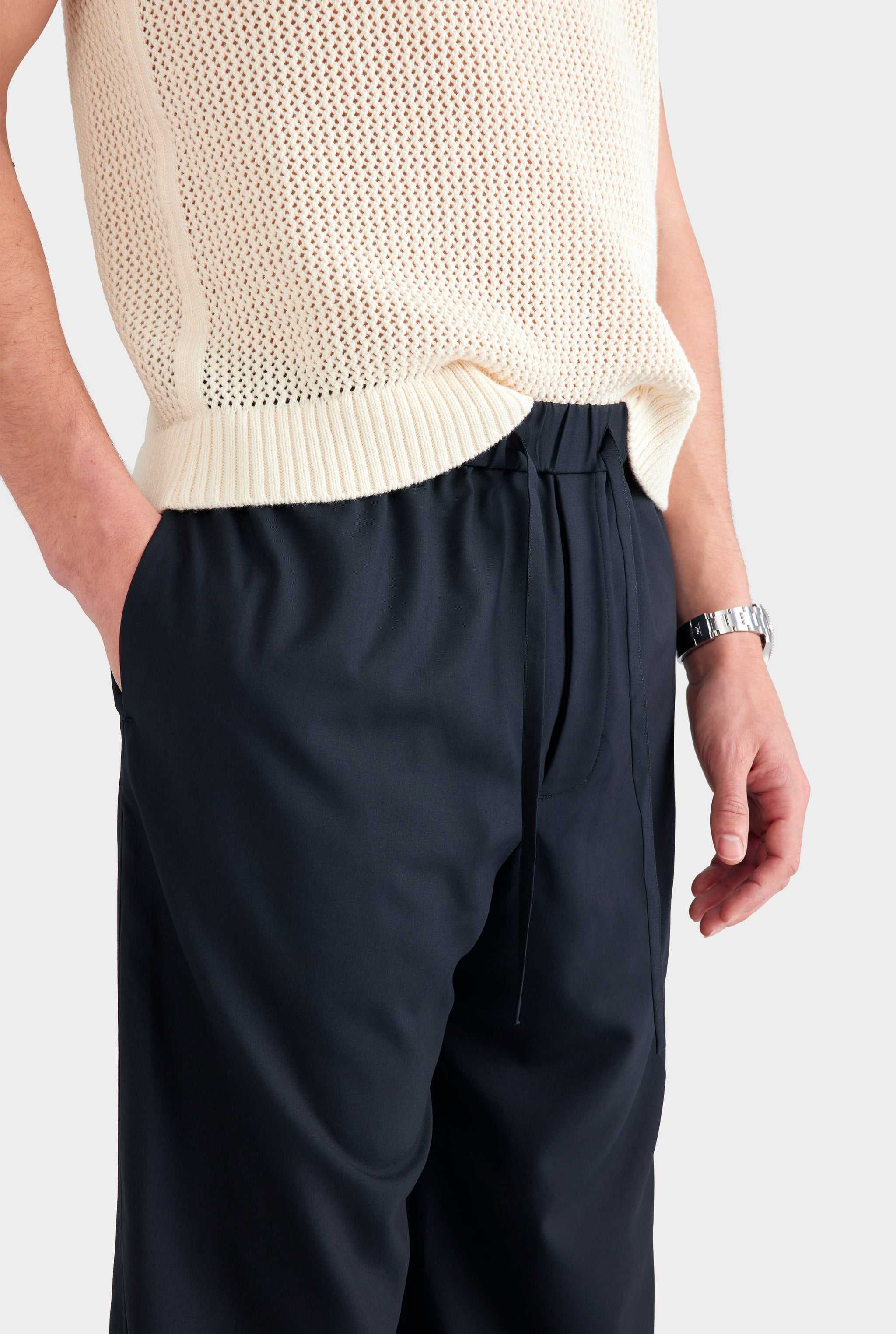 Wool Relaxed Pant - Black