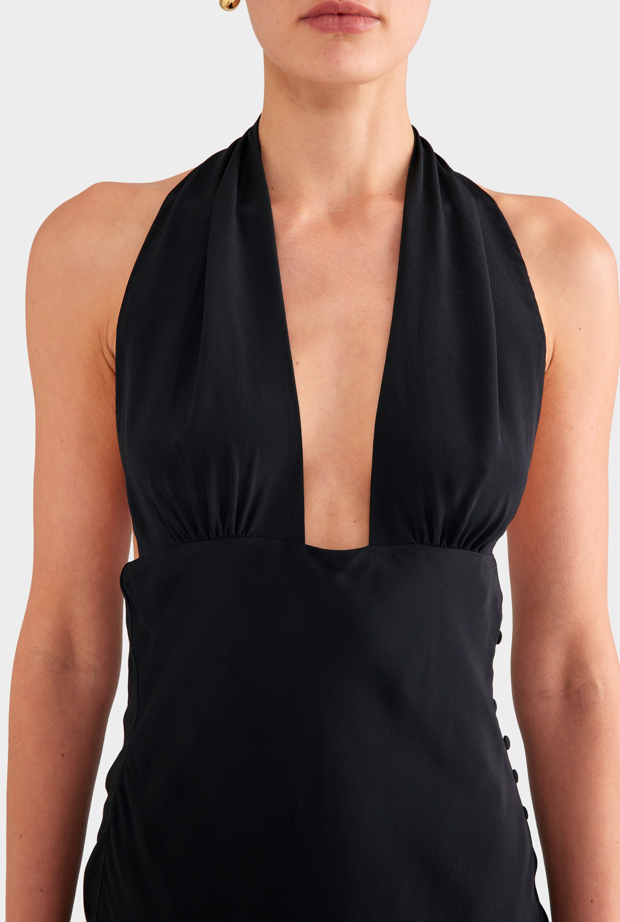 Halter Tie Mini Dress - Black