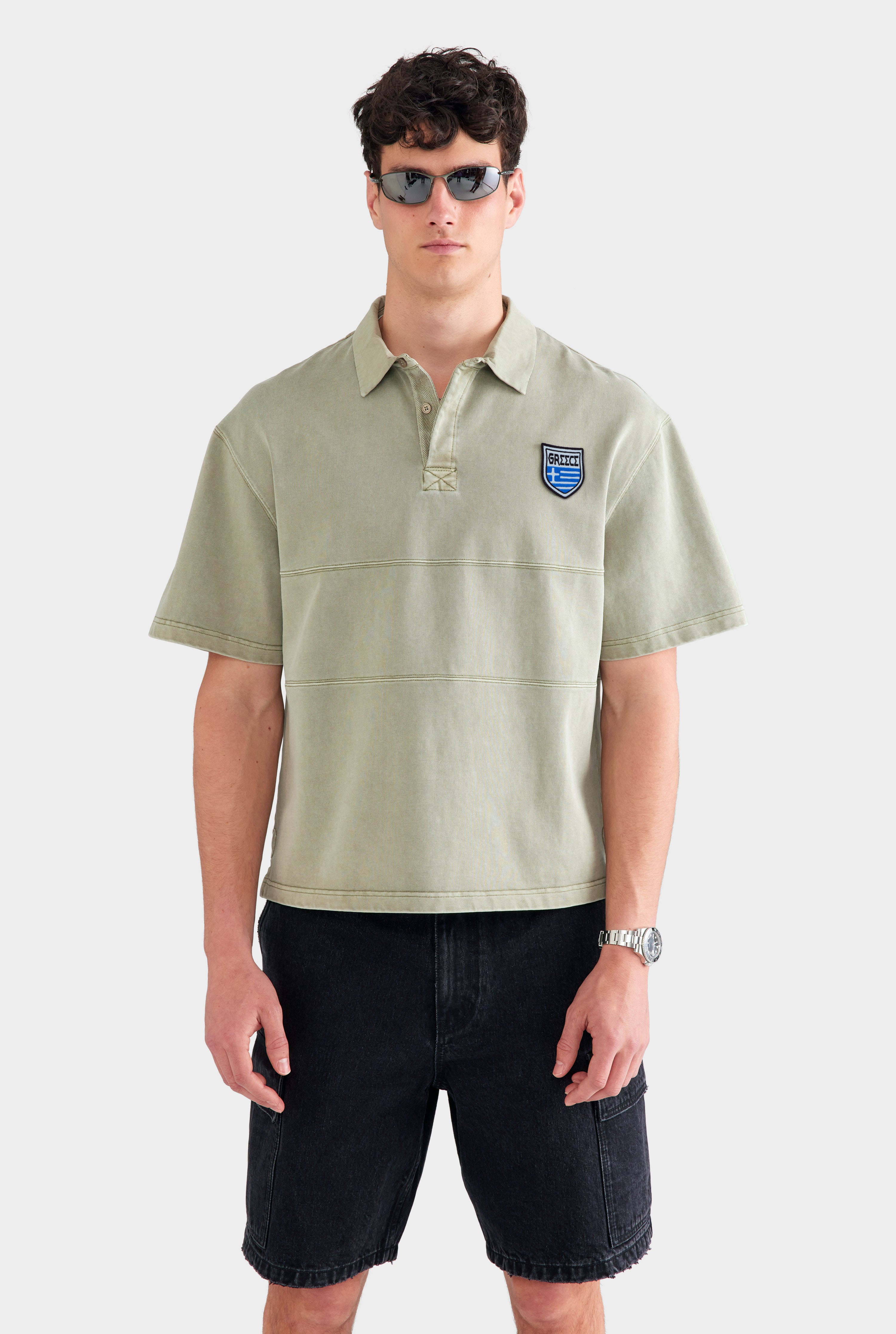 Pigment Dyed Cotton Rugby Polo - Washed Sage