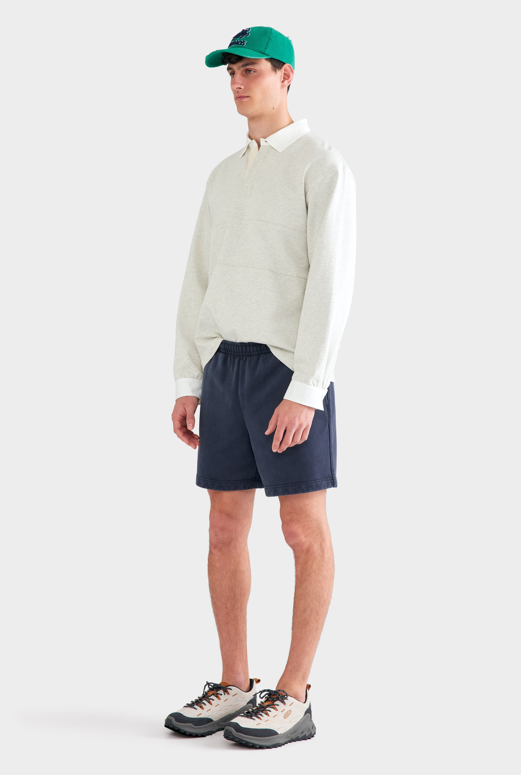 Pigment Dyed Fleece Track Short - Washed Navy