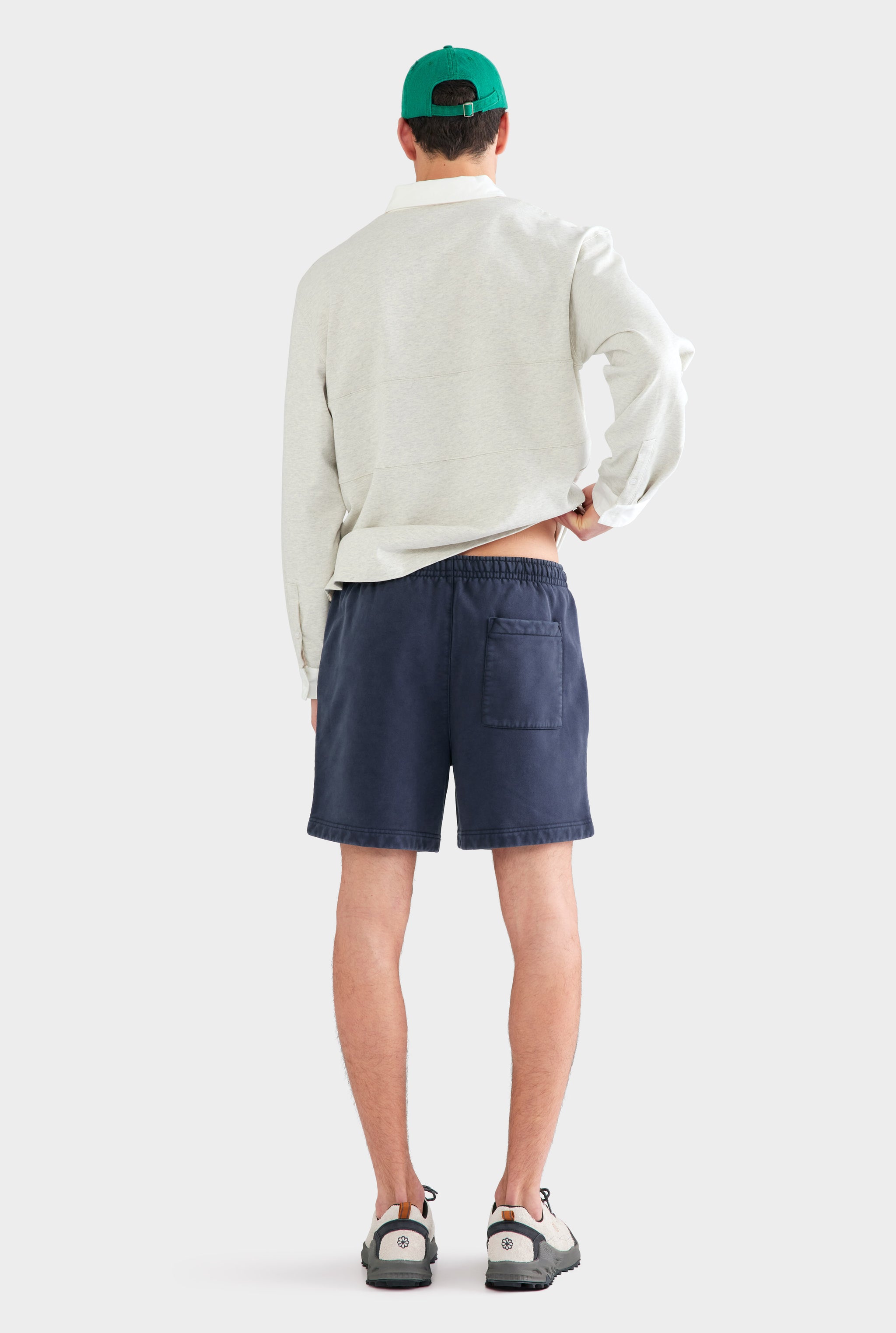 Pigment Dyed Fleece Track Short - Washed Navy