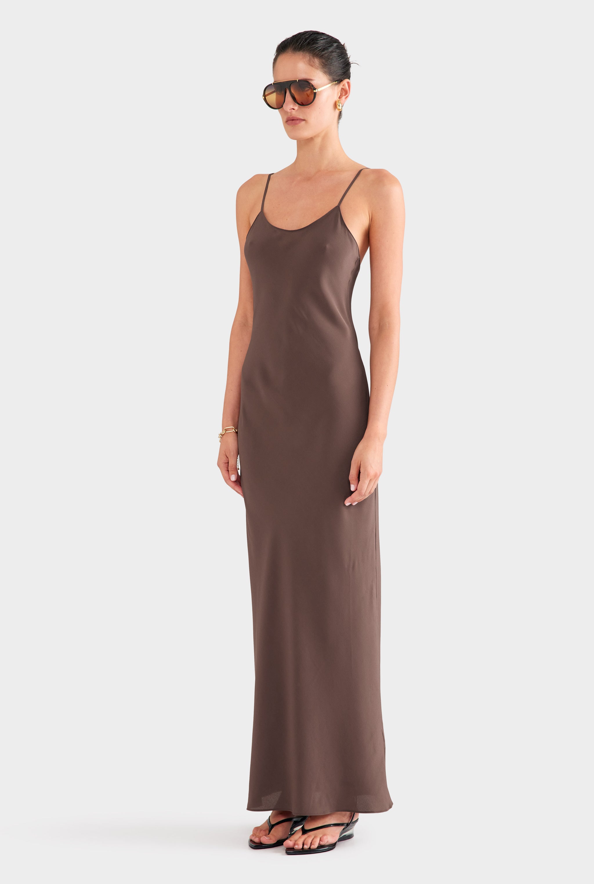 Silk Slip Dress - Chocolate