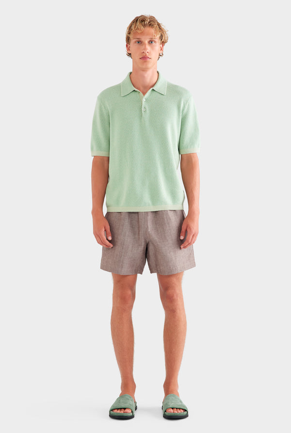 Chevron Knit Polo - Pale Pistachio