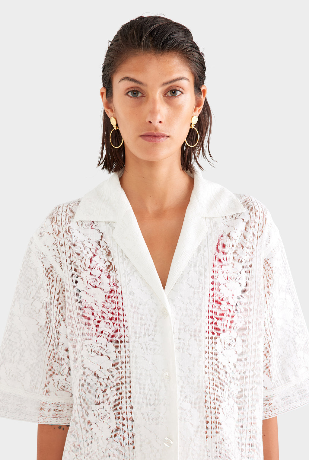 Cotton Lace Shirt - Off White