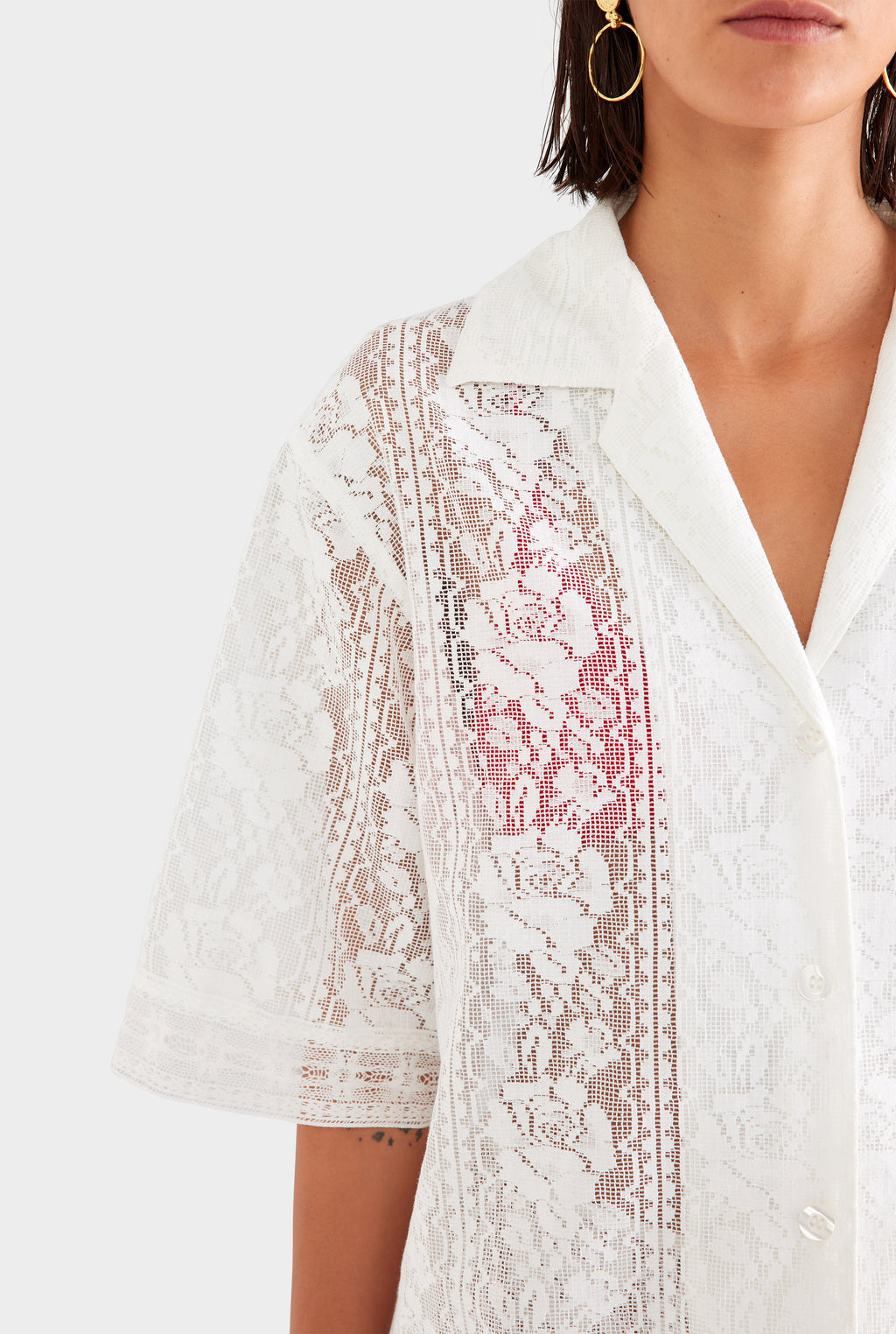 Cotton Lace Shirt - Off White