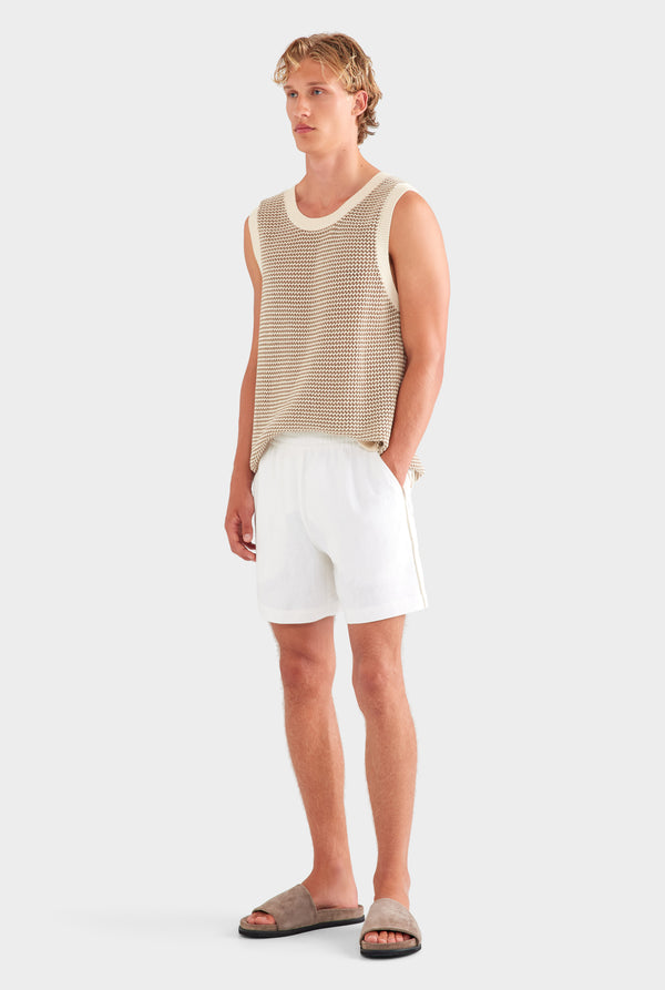 Lounge Short - White/Side Tape