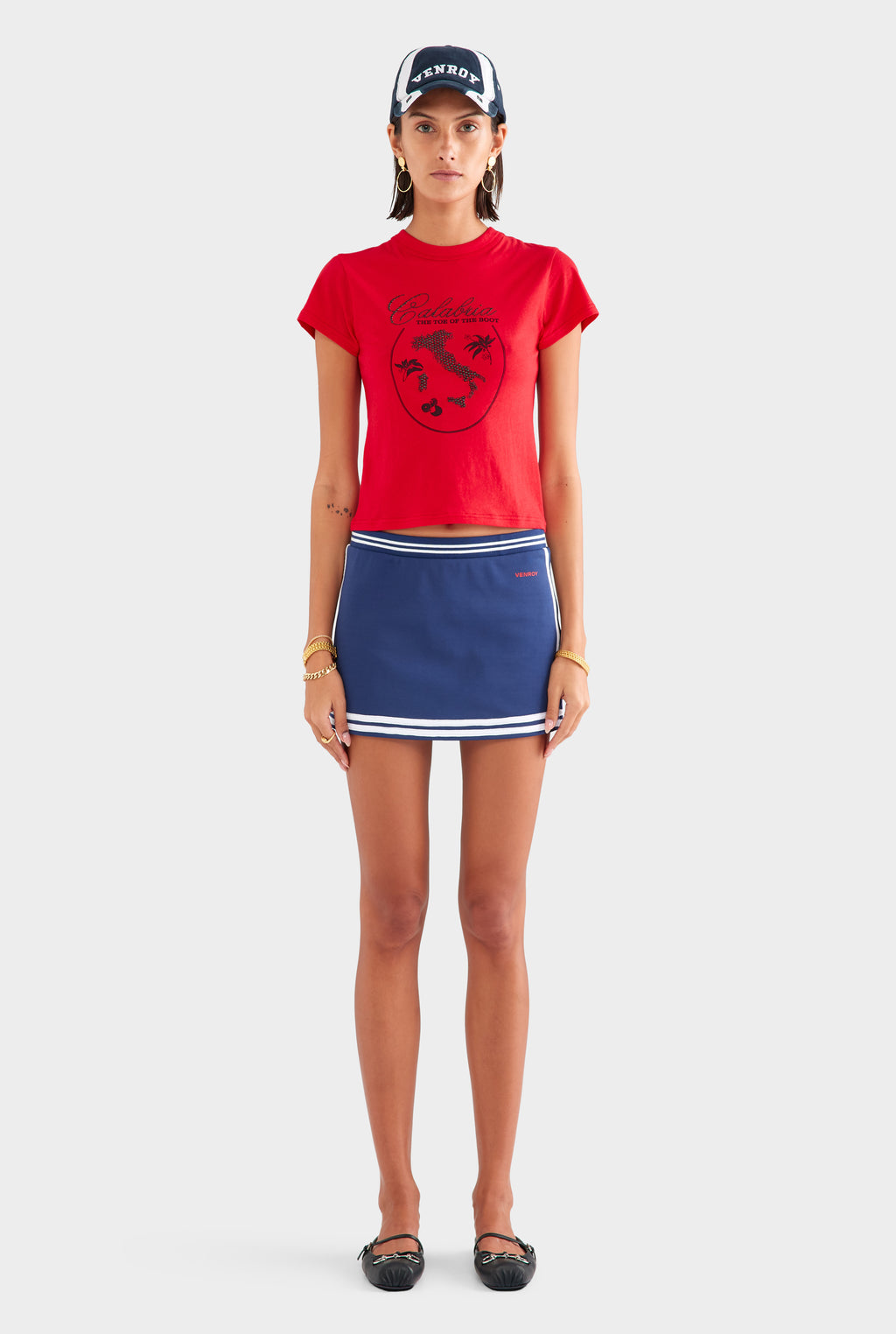Track Jersey Mini Skirt - Navy/Off White