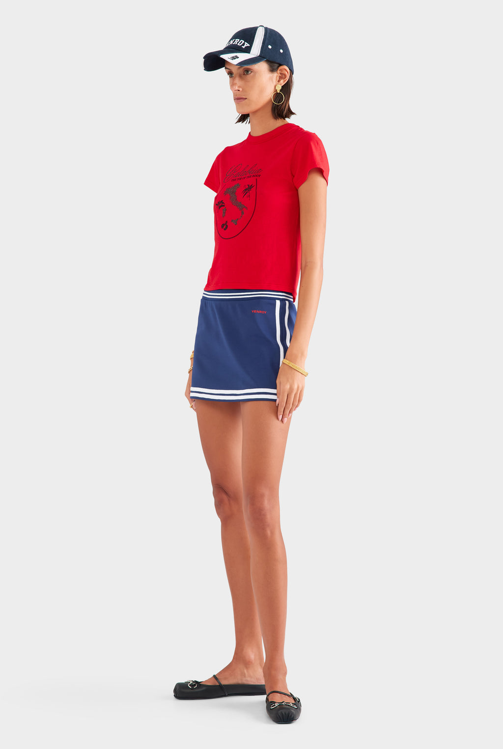 Track Jersey Mini Skirt - Navy/Off White