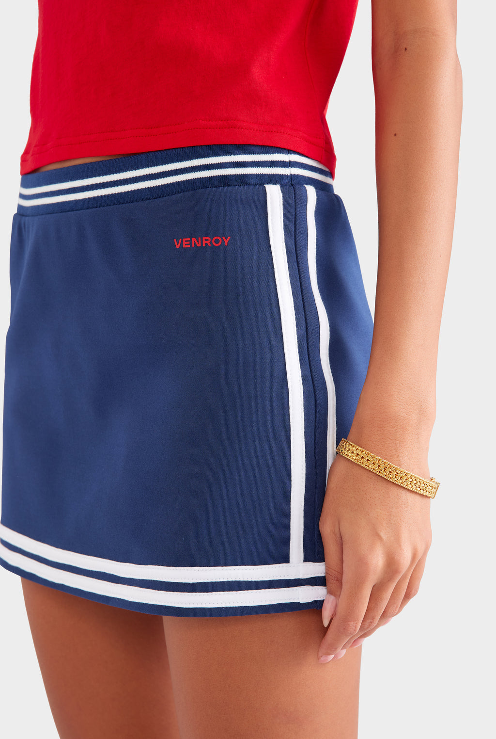 Track Jersey Mini Skirt - Navy/Off White