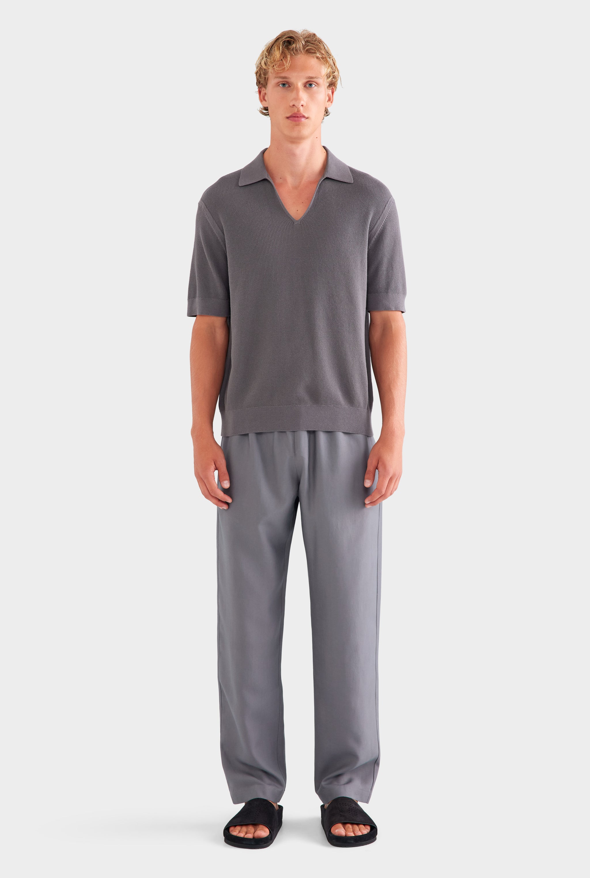 Lightweight Knit Polo - Granite Grey