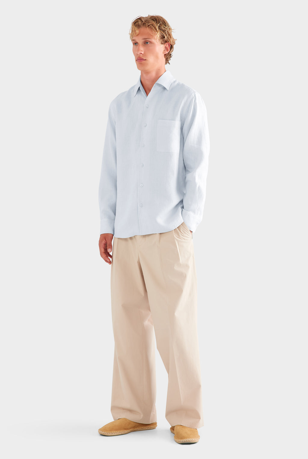 Relaxed Linen Shirt - Light Blue