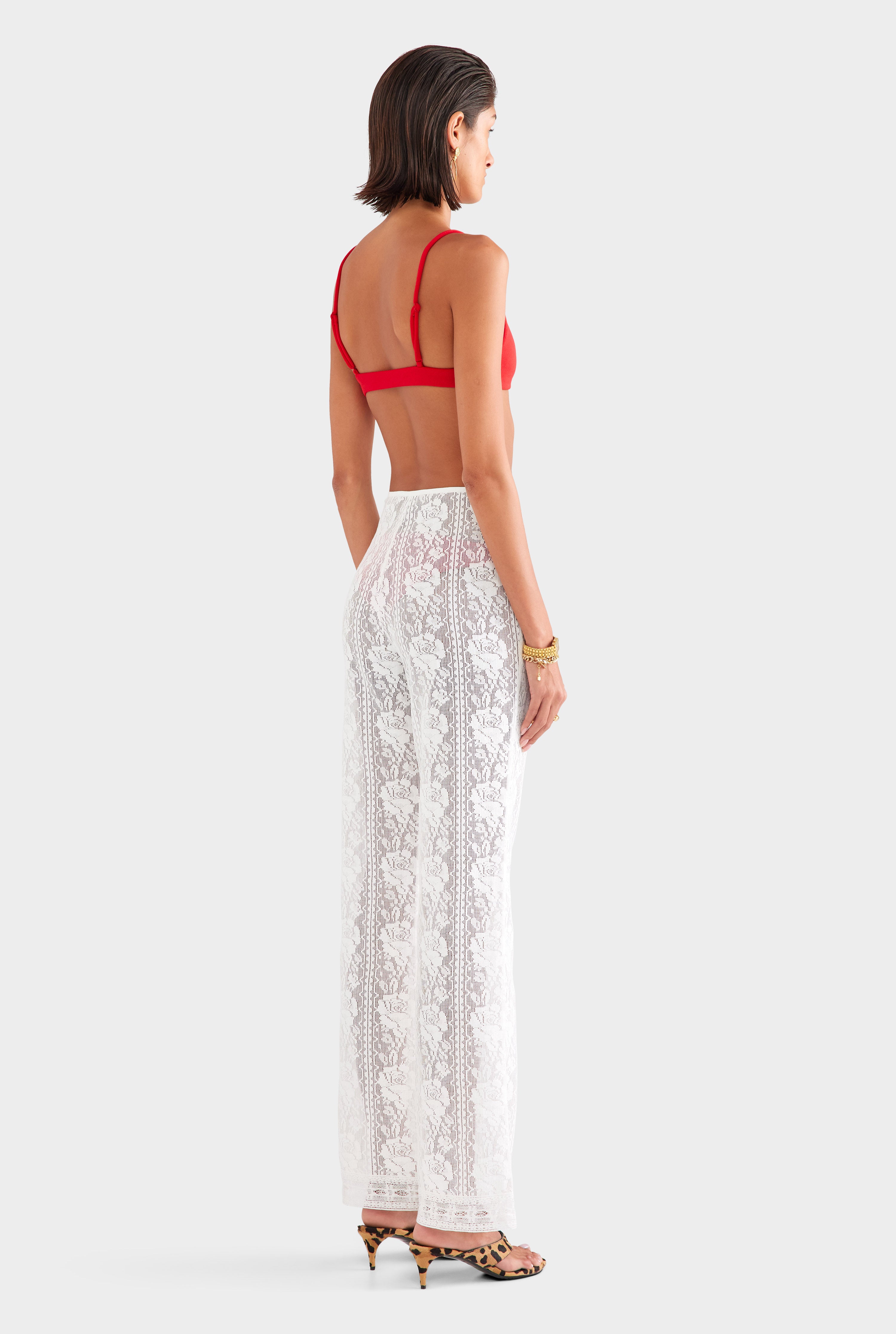 Womens Cotton Lace Pant Off White | Venroy – VENROY