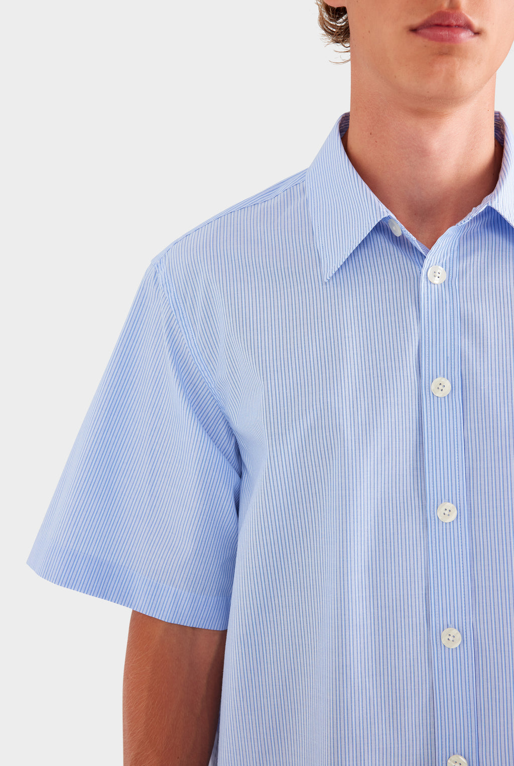 Oversized Stripe Short Sleeve Shirt - Blue/White Stripe