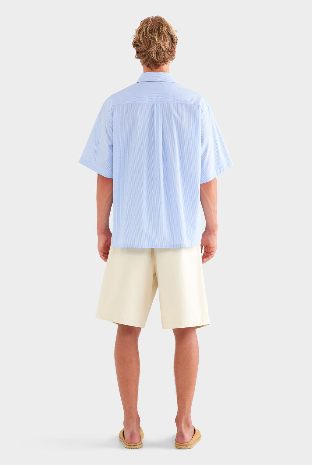 Oversized Stripe Short Sleeve Shirt - Blue/White Stripe