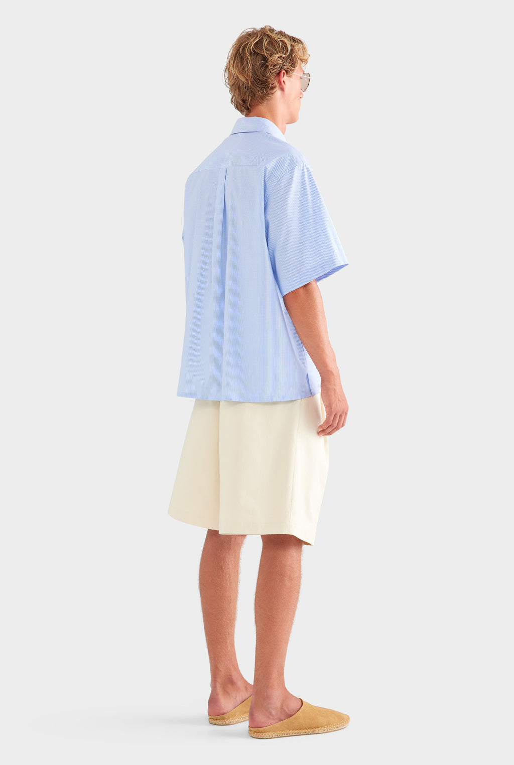 Oversized Stripe Short Sleeve Shirt - Blue/White Stripe