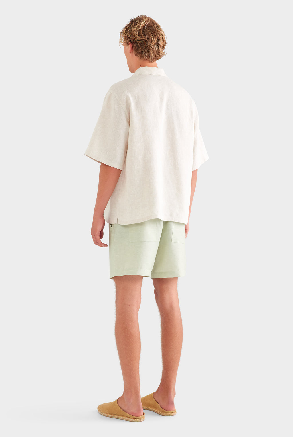 Oversized Linen Short Sleeve Shirt - Sand