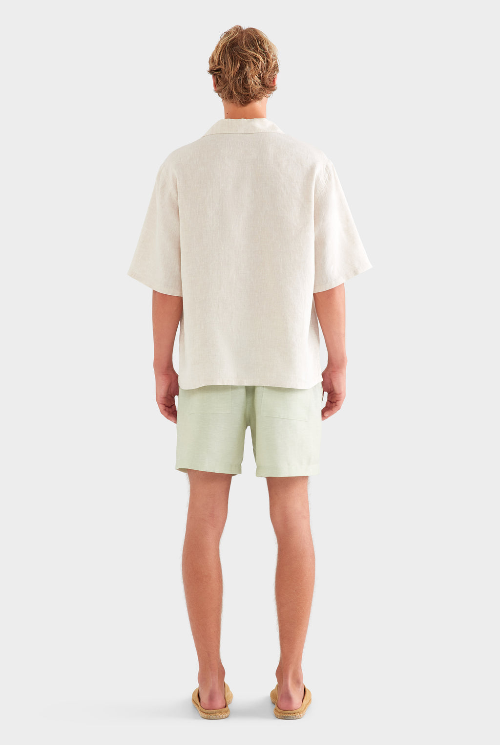 Oversized Linen Short Sleeve Shirt - Sand