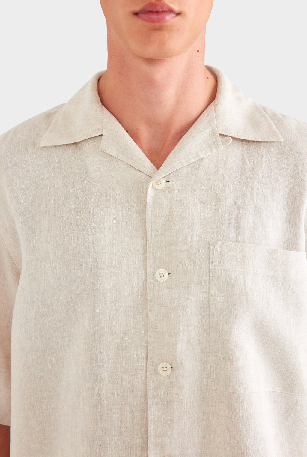 Oversized Linen Short Sleeve Shirt - Sand