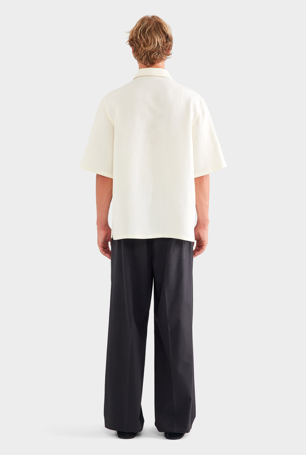 Oversized Silk Linen Short Sleeve Shirt - White/Beaded Heart