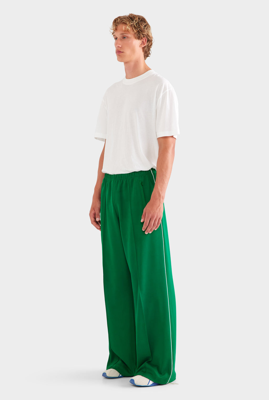 Wide Leg Jersey Track Pant - Bright Green