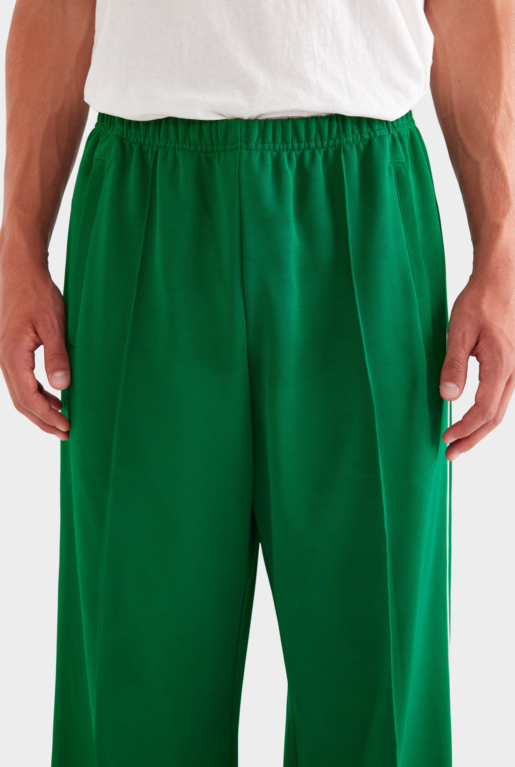 Wide Leg Jersey Track Pant - Bright Green