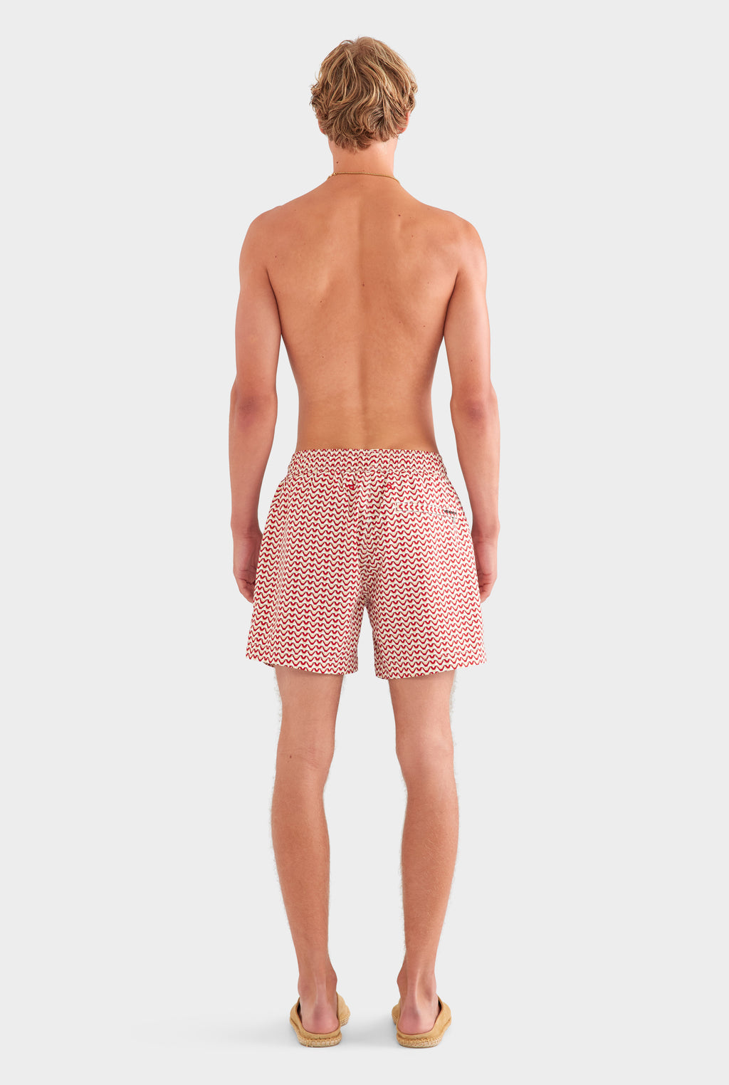 Printed Swim Short - Cream/Red/Granite V Monogram