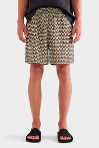 Relaxed Tencel Short - Cream/Black/Olive V Monogram