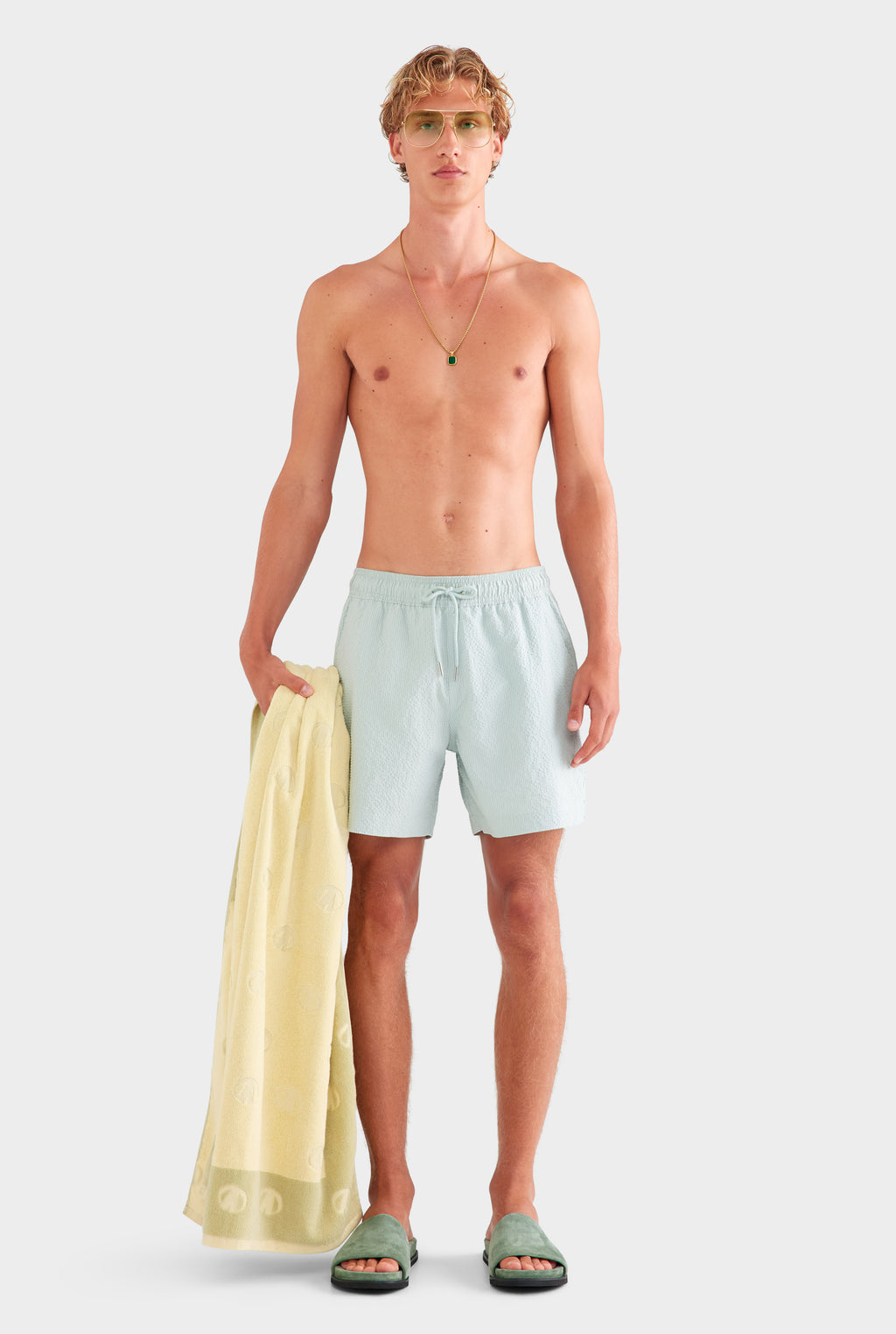 Seersucker Swim Short - Sea Spray Blue