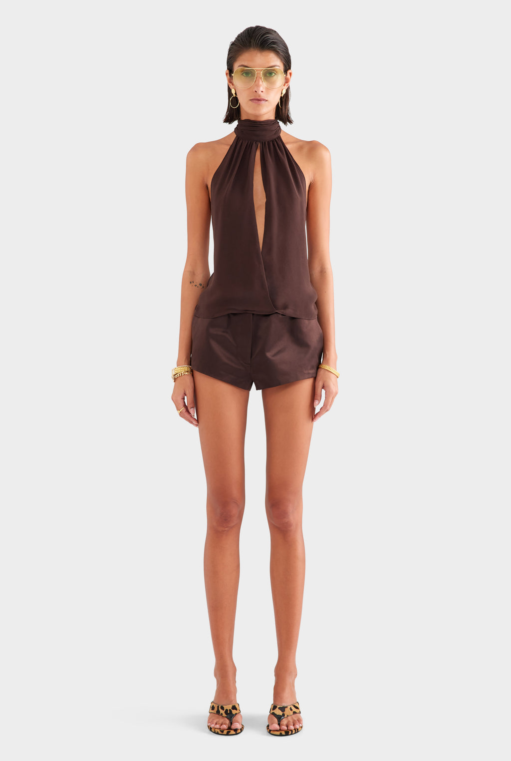 Silk Halter Top - Dark Chocolate