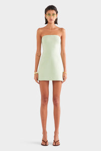 Strapless Linen Mini Dress - Pale Pistachio