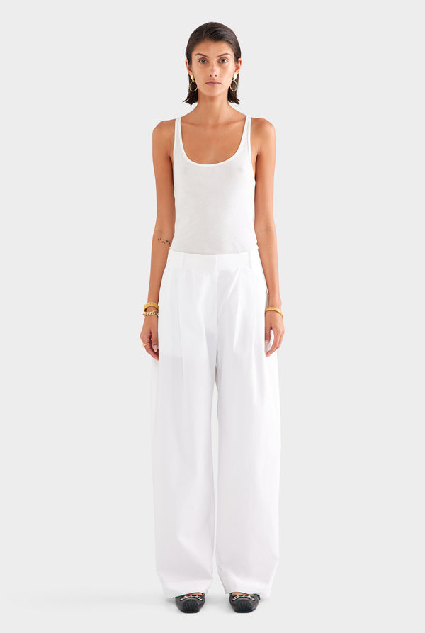 Tailored Lightweight Cotton Pant - White