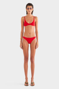 Ruched Terry Bikini Brief - Red