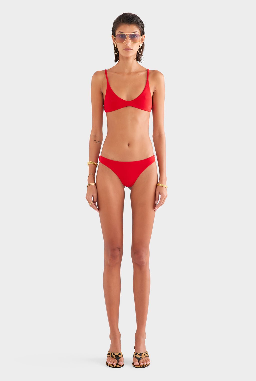 Terry Scoop Bikini Top - Red