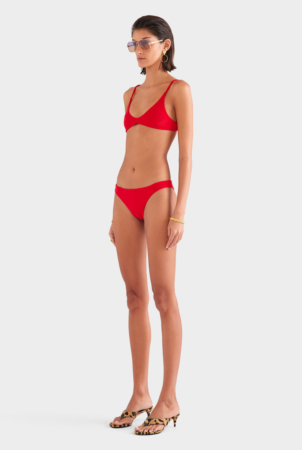 Terry Scoop Bikini Top - Red