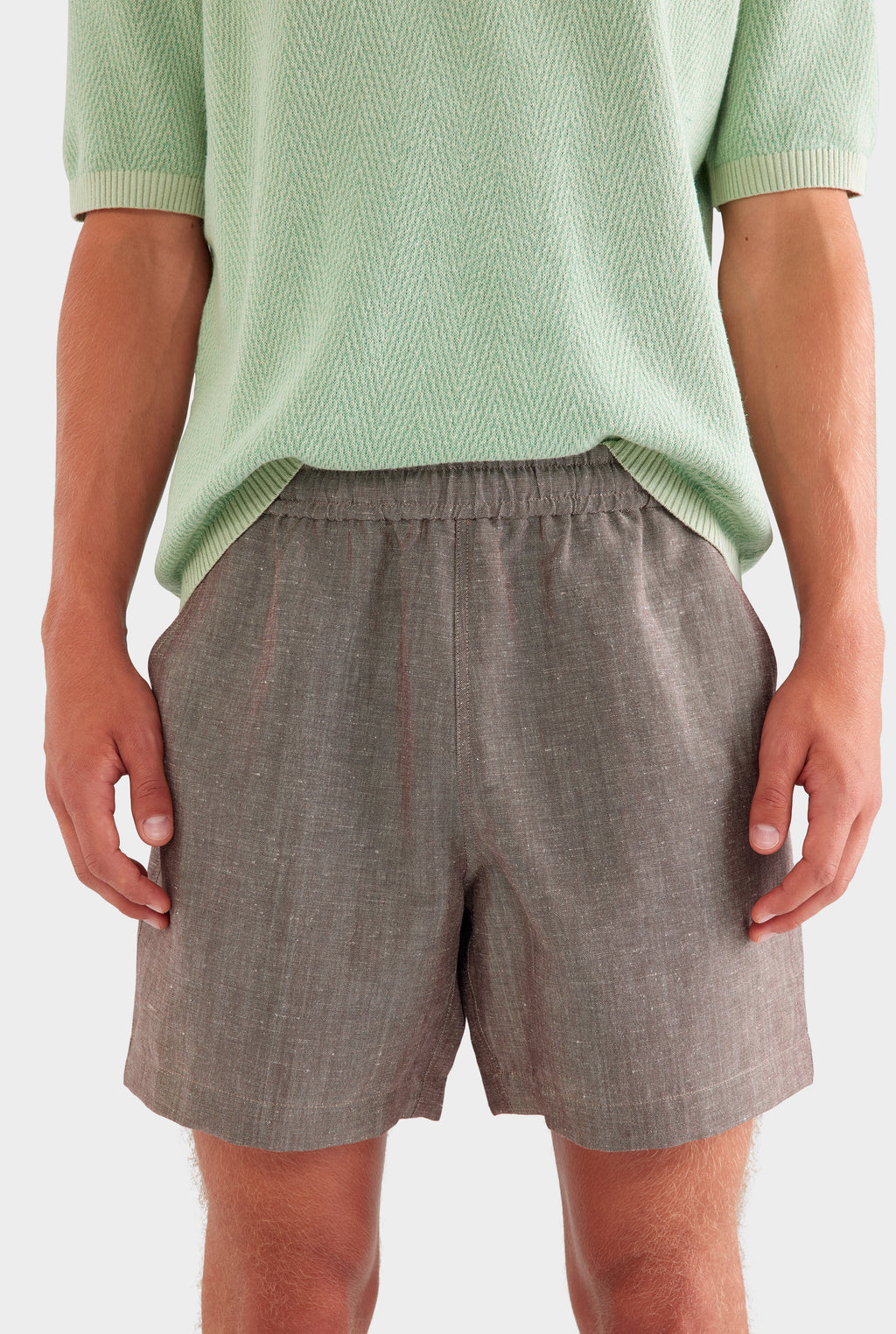 Wool Linen Lounge Short - Brown