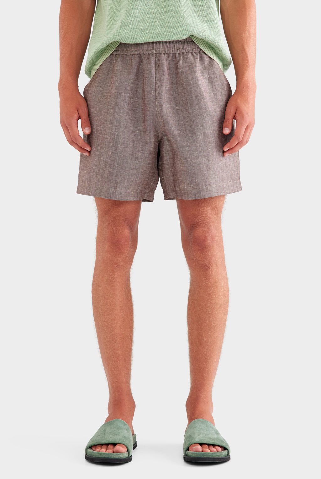 Wool Linen Lounge Short - Brown