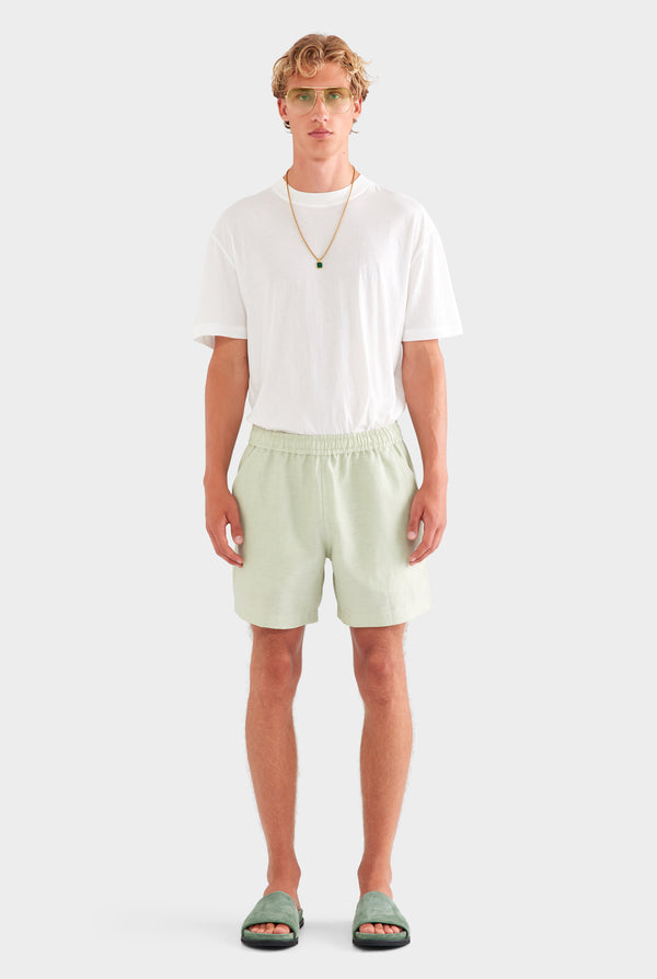 Wool Linen Lounge Short - Pale Pistachio