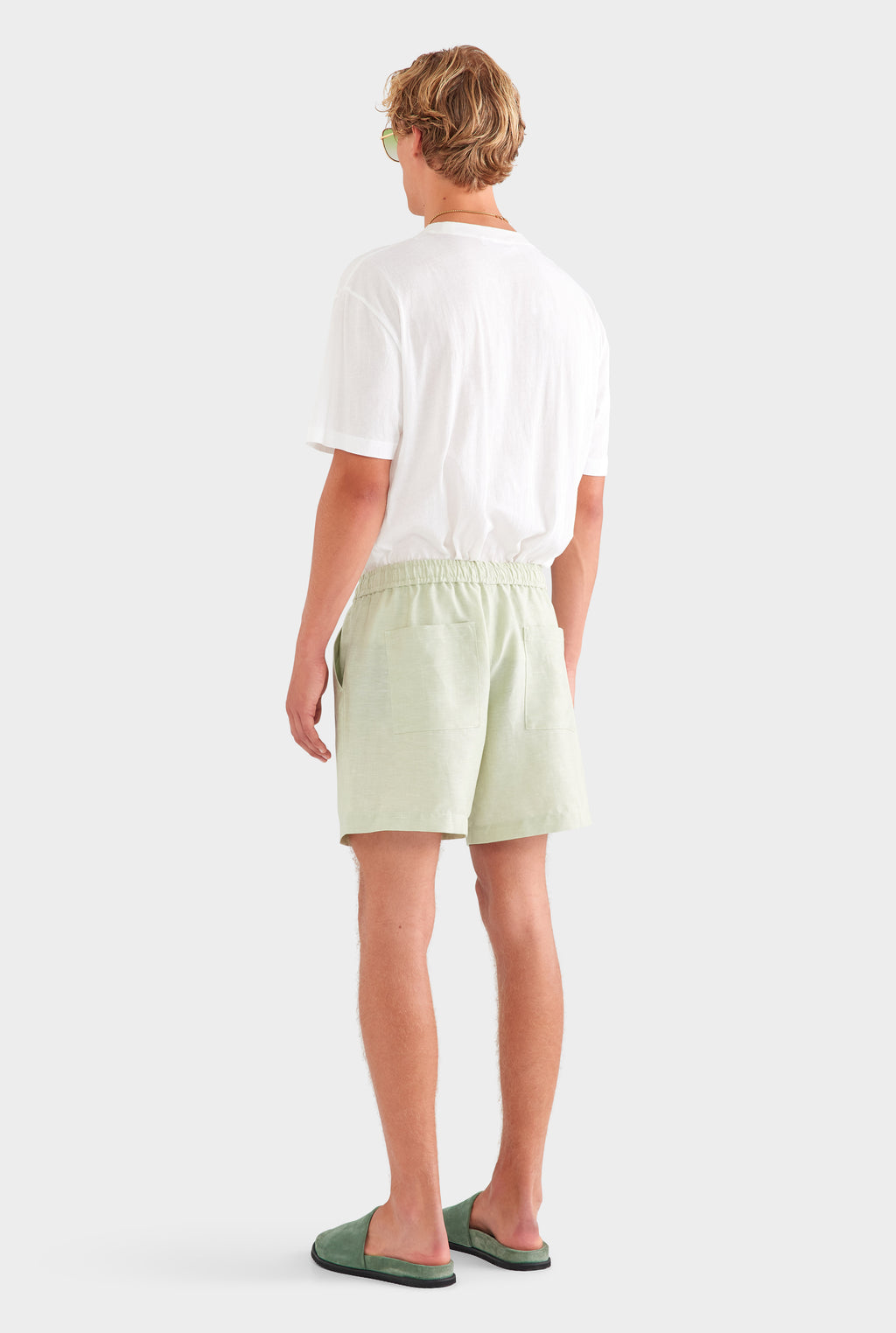 Wool Linen Lounge Short - Pale Pistachio