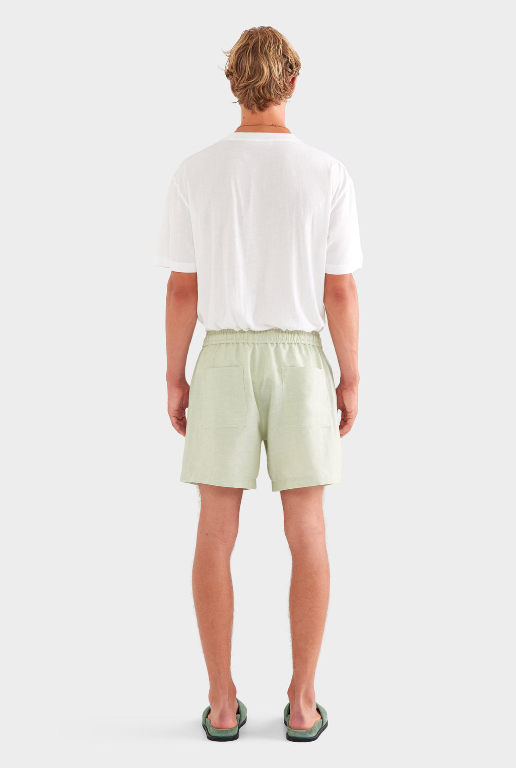 Wool Linen Lounge Short - Pale Pistachio