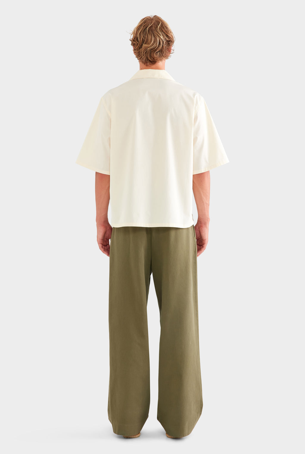 Oversized Cotton Short Sleeve Shirt - Antique White