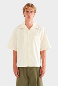 Oversized Cotton Short Sleeve Shirt - Antique White