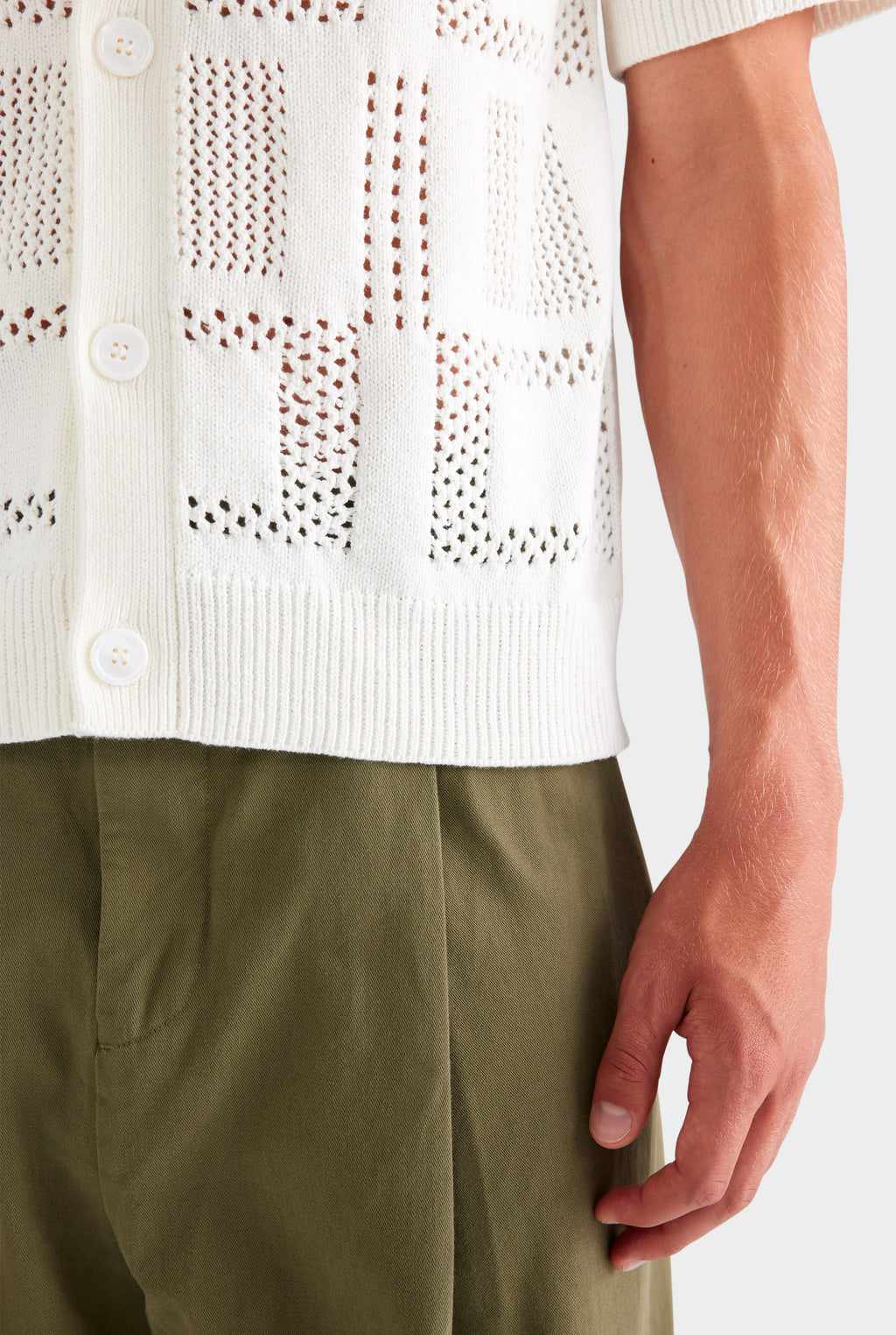 Check Crochet Knit Shirt - White
