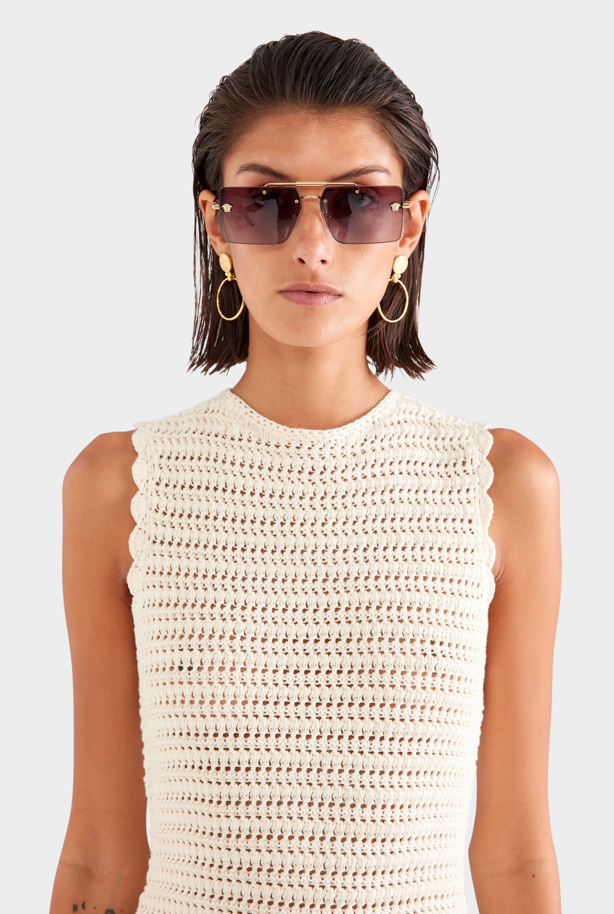 venroy crochet dress Crochet Mini Dress in Cream