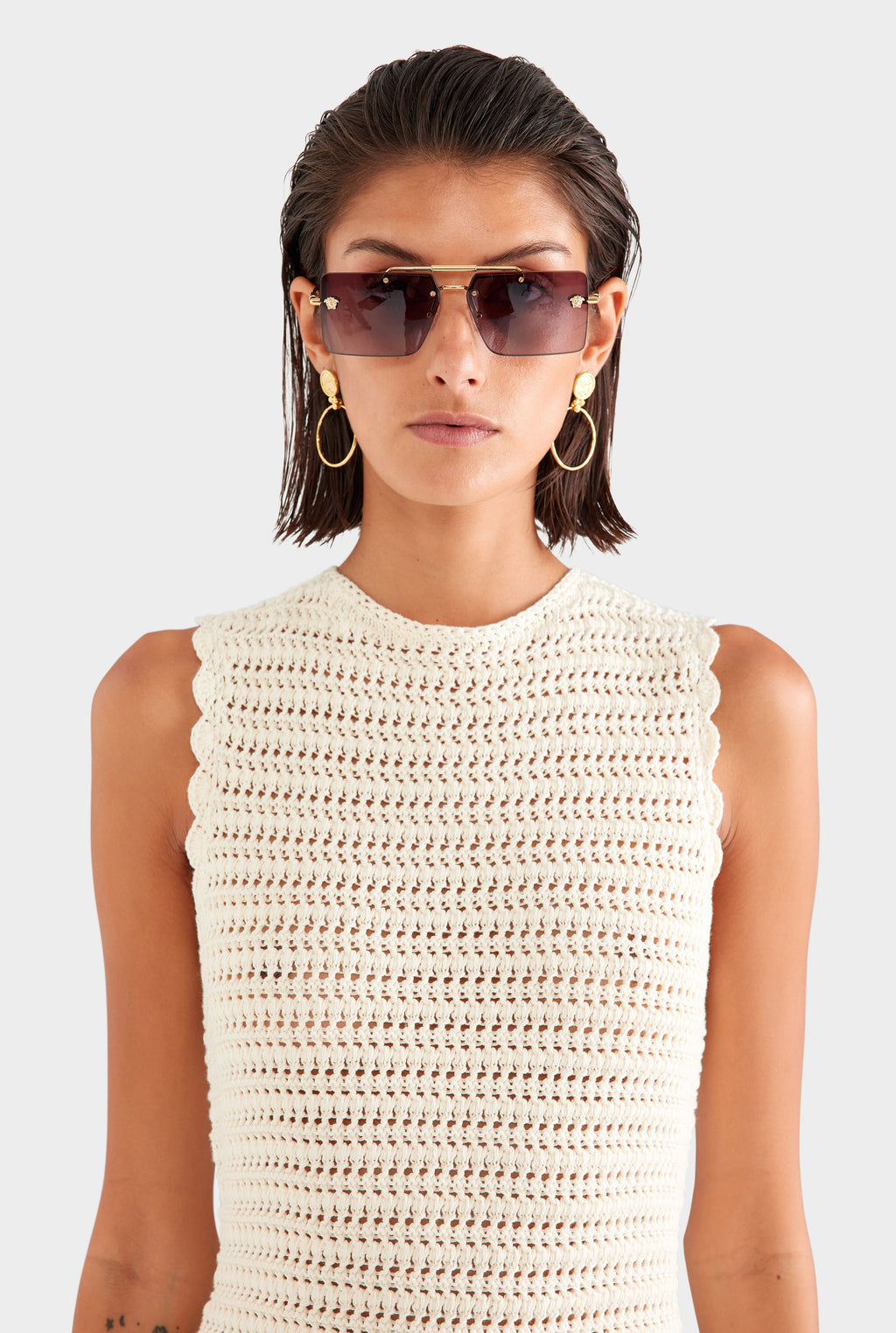 Crochet Mini Dress in Cream