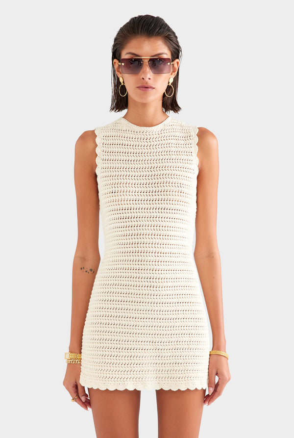 Crochet Mini Dress - Cream