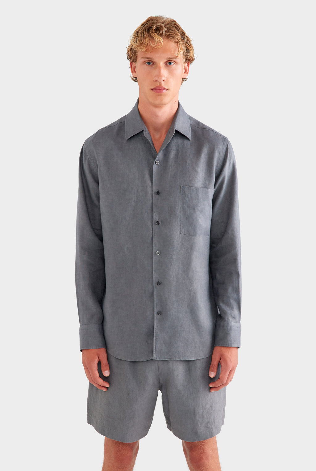 Relaxed Linen Shirt - Granite Grey