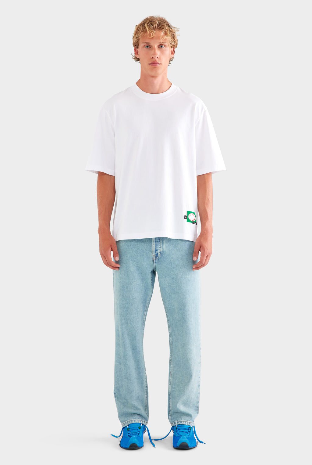 Oversized Cotton T Shirt - White/Multi Patch