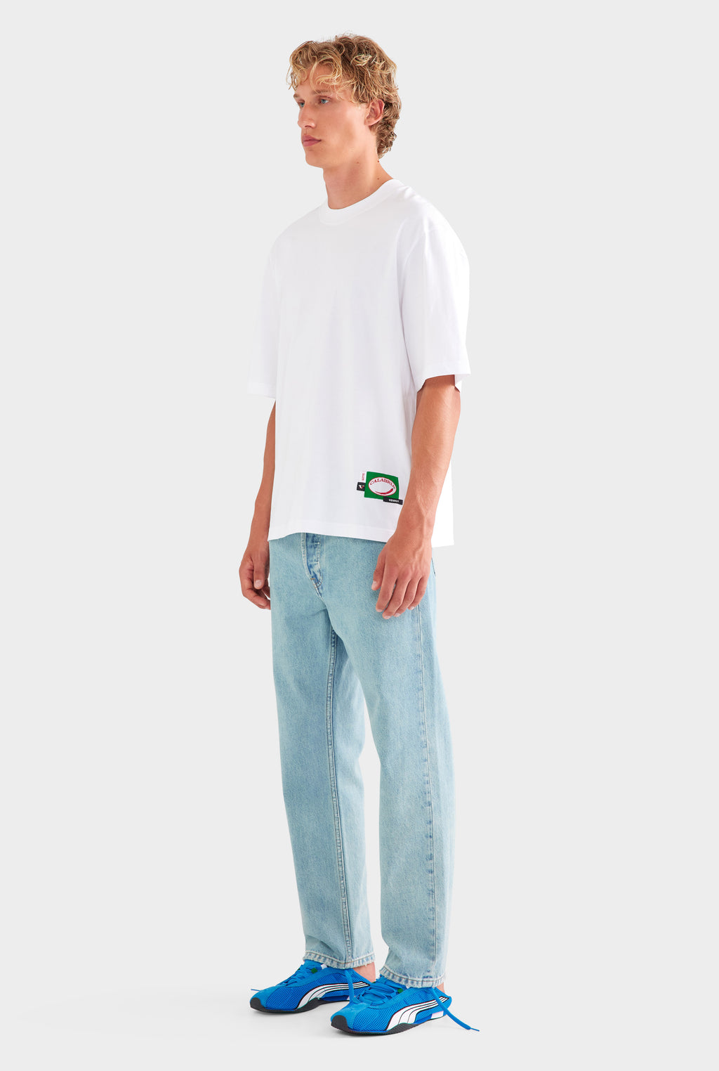 Oversized Cotton T Shirt - White/Multi Patch