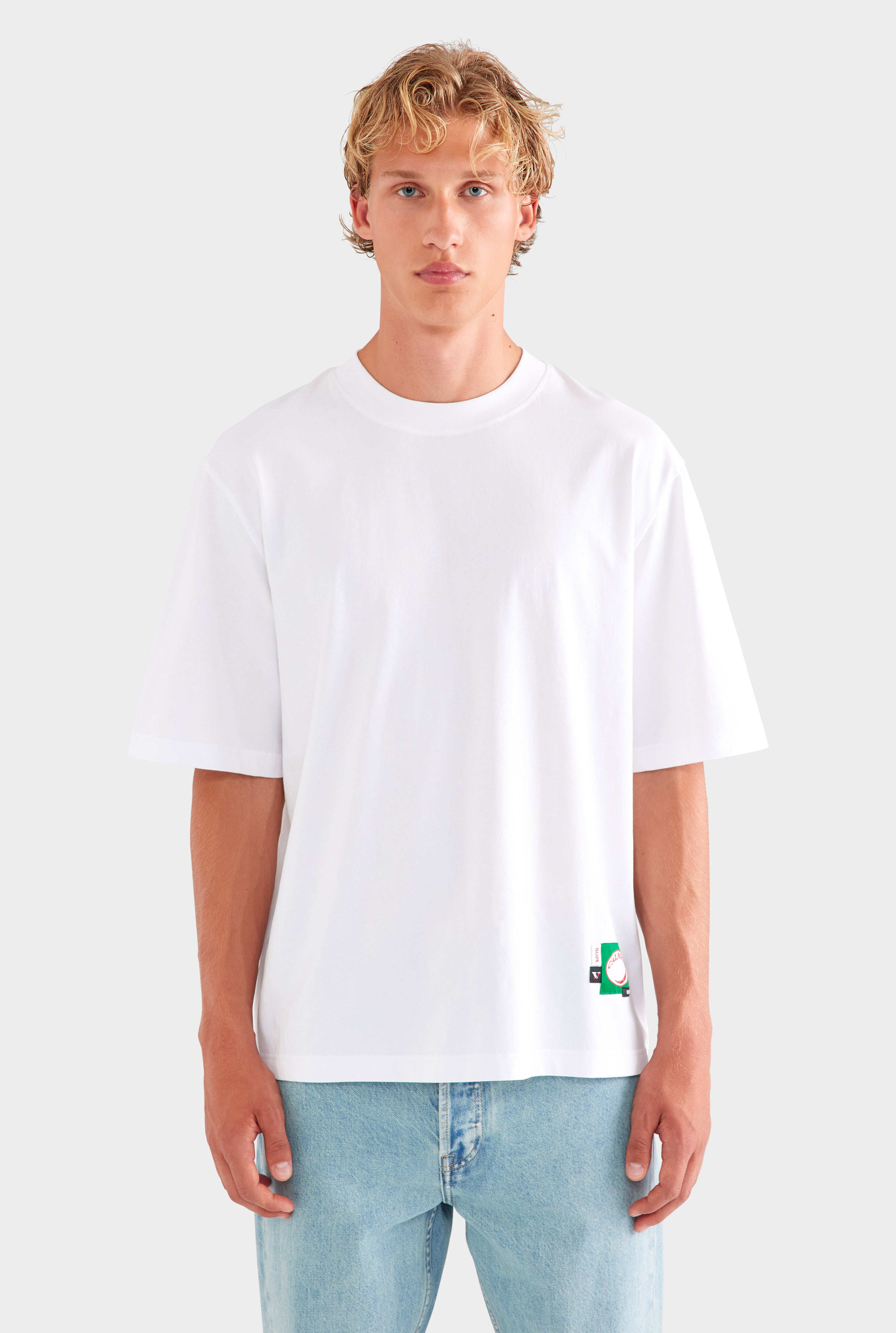 Oversized Cotton T Shirt - White/Multi Patch
