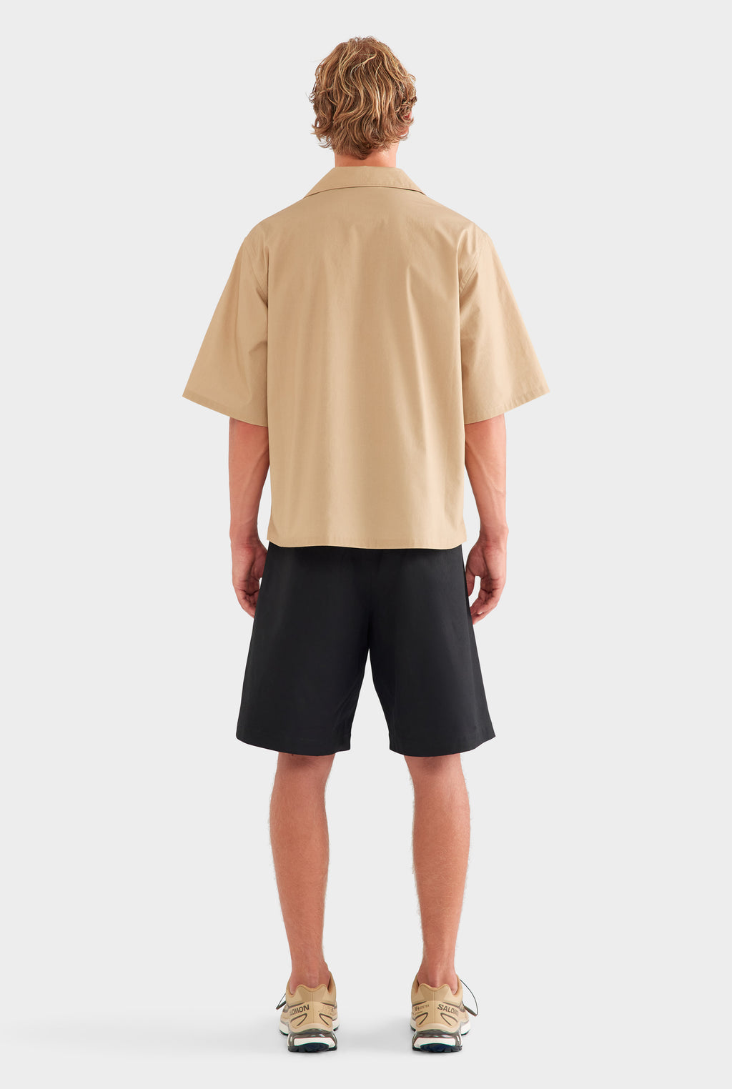 Oversized Cotton Short Sleeve Shirt - Desert Sand/Fuchsia Flower